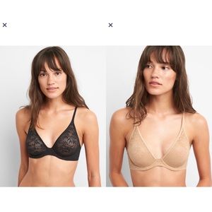 *SOLD* (2) Gap Bare Natural Plunge Lace Bras - 38C